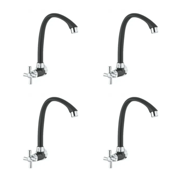 kit 4 torneira cozinha parede bica alta movel tigre cross preto 7899