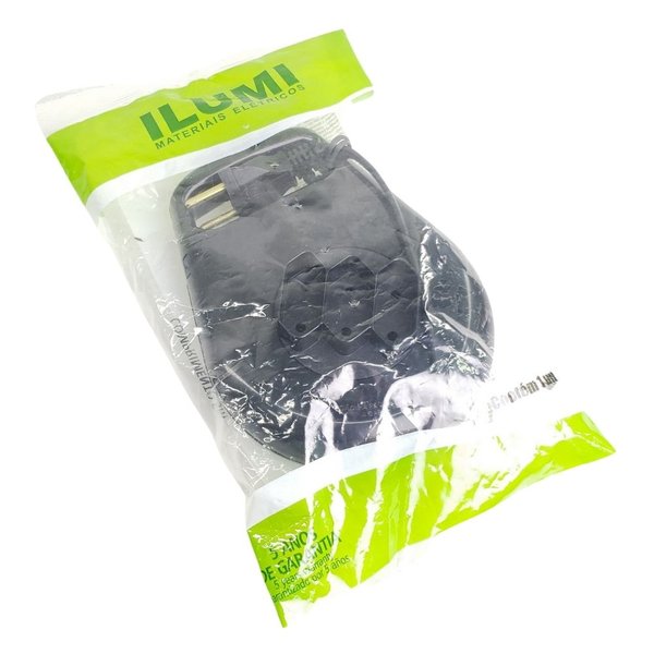 extensao enrolavel paralelo 3 vias 5 metros preto cima