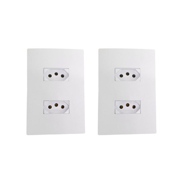 Kit 2 Conjunto Tomada Dupla 2P+T 20A Ilumi i9 Branco
