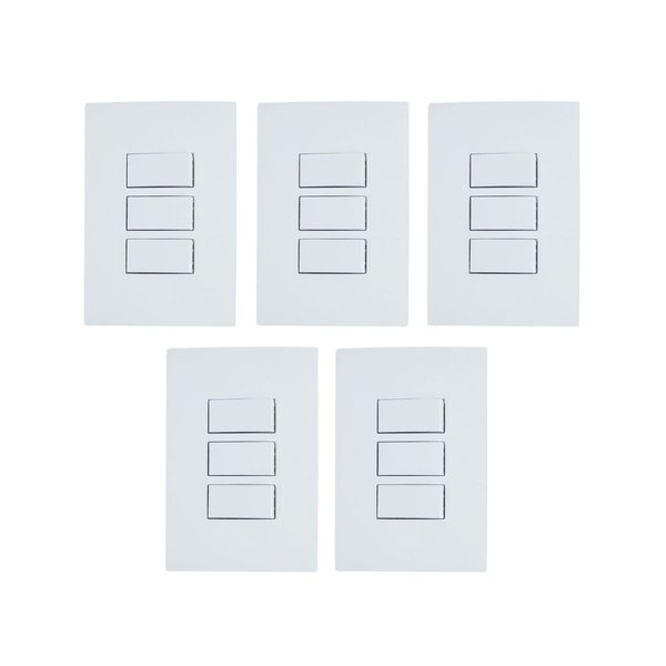 kit 5 conjunto interruptor triplo simples 10a ilumi