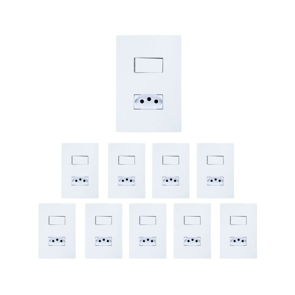 kit 10 conjunto interruptor simples tomada 10a ilumi