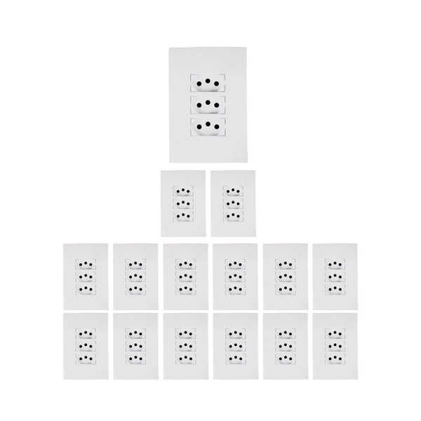 Kit 15 Tomada Tripla 2P+T 20A Ilumi i9 Branco