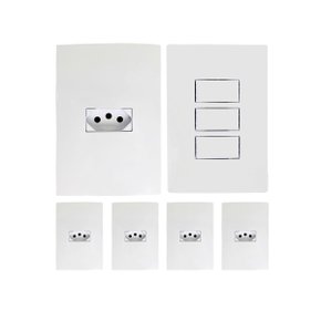 kit 5 conjunto tomada 1 interruptor triplo 10a ilumi