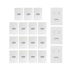 kit 15 tomada 3 conjunto interruptor c tomada 10a ilumi
