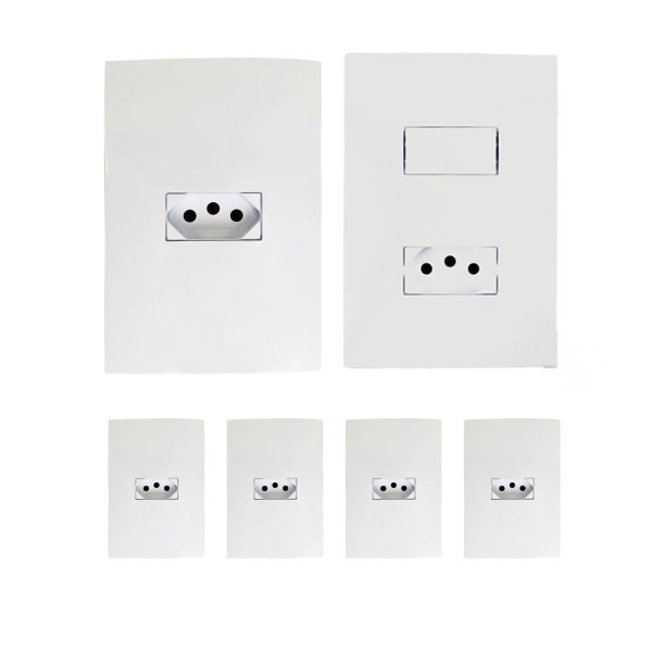 kit 5 tomada 1 conjunto interruptor c tomada 20a ilumi