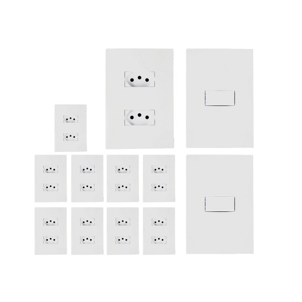 kit 10 tomada dupla 2 conjunto interruptor 10a ilumi
