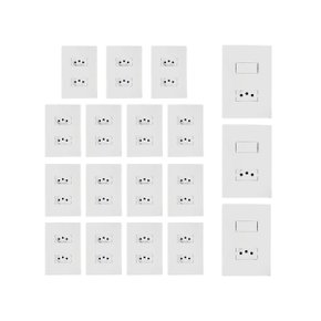 kit 15 tomada dupla 3 interruptor c tomada 20a ilumi