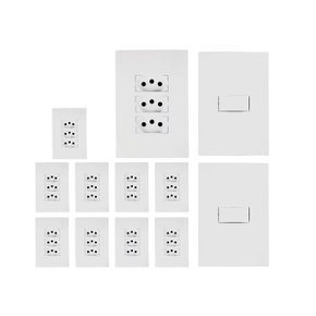 kit 10 tomada tripla 2 conjunto interruptor 10a ilumi