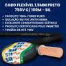 cabo flexivel 1 5mm preto 100m 750v sil3