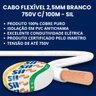 cabo flexivel branco 2 5mm 100m 750v sil3