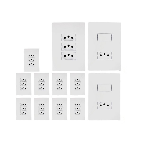 kit 10 tomada tripla 20a 2 interruptor c tomada 20a ilumi