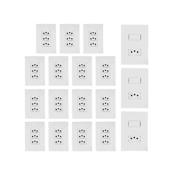 kit 15 tomada tripla 20a 3 interruptor c tomada 20a ilumi
