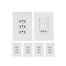 kit 5 tomada tripla 1 interruptor duplo c tomada 10a ilumi