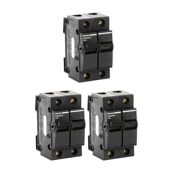 01 kit 3 disjuntor bipolar 40a eletromar