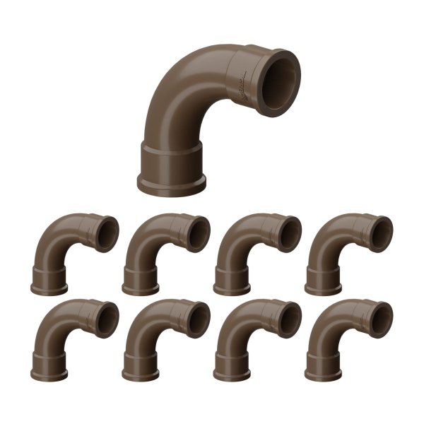 kit 9 curva longa pvc marrom soldavel 90 tigre